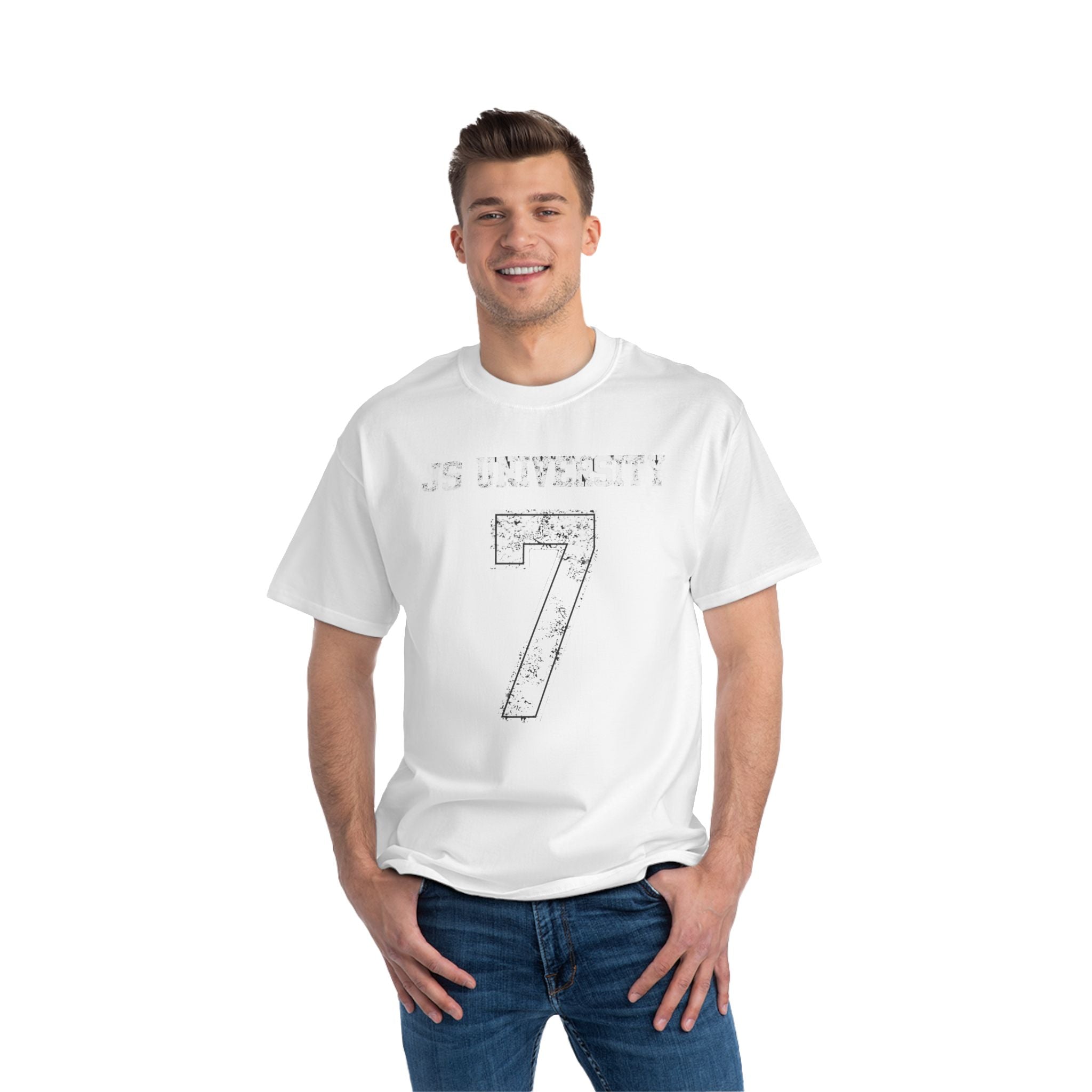 Casual Vintage Graphic T-Shirt - '7 University' Design